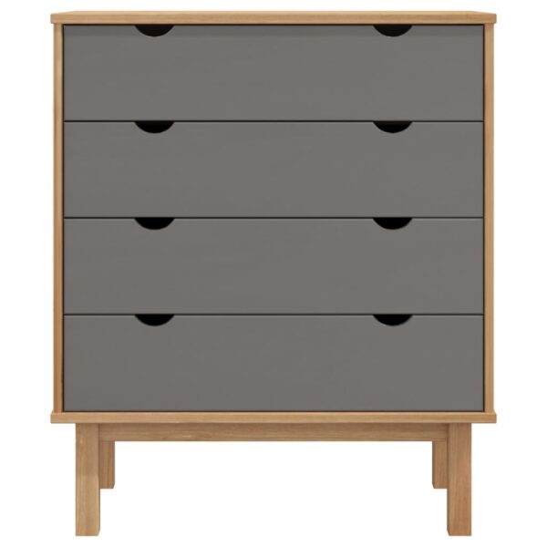 vidaXL Drawer Cabinet OTTA Brown&Gray 30.1"x15.6"x35.4" Solid Wood Pine - Image 3