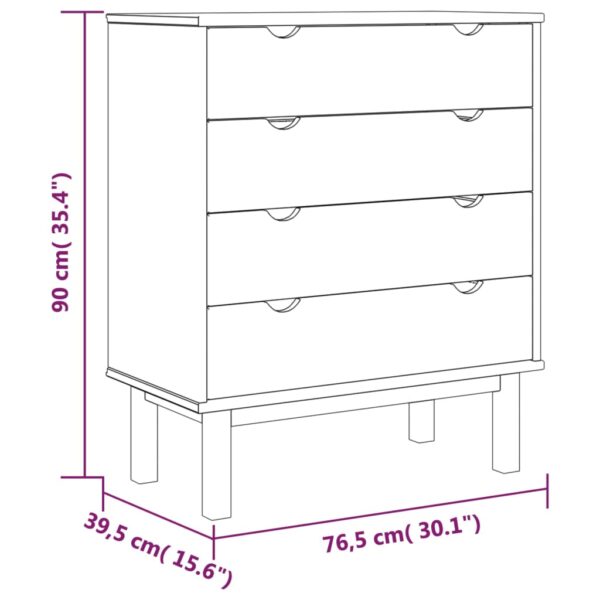 vidaXL Drawer Cabinet OTTA Brown&White 30.1"x15.6"x35.4" Solid Wood Pine - Image 6