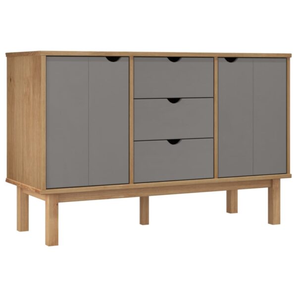 vidaXL Sideboard OTTA Brown and Gray 44.7"x16.9"x28.7" Solid Wood Pine - Image 2