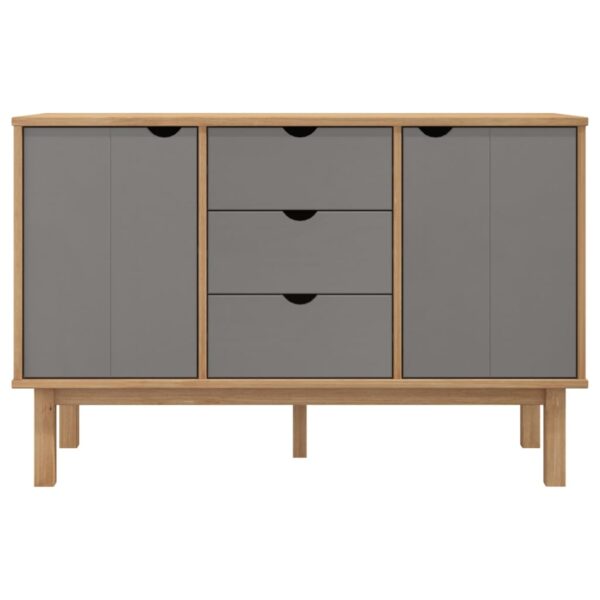 vidaXL Sideboard OTTA Brown and Gray 44.7"x16.9"x28.7" Solid Wood Pine - Image 3