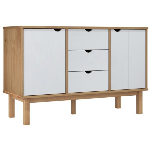 vidaXL Sideboard OTTA Brown and White 44.7"x16.9"x28.7" Solid Wood Pine - Image 2