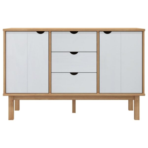 vidaXL Sideboard OTTA Brown and White 44.7"x16.9"x28.7" Solid Wood Pine - Image 3