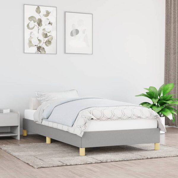 vidaXL Bed Frame Light Gray 39.4"x74.8" Twin Fabric