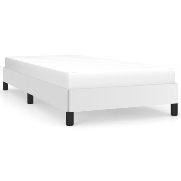 vidaXL Bed Frame White 39.4"x79.9" Twin XL Faux Leather - Image 2