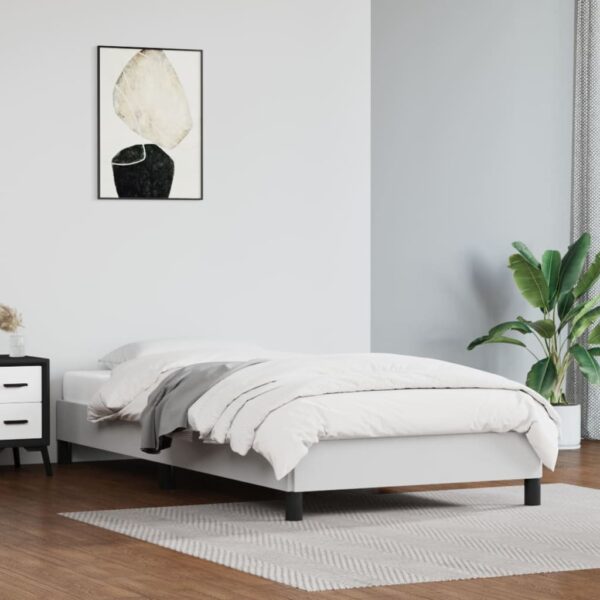 vidaXL Bed Frame White 39.4"x79.9" Twin XL Faux Leather