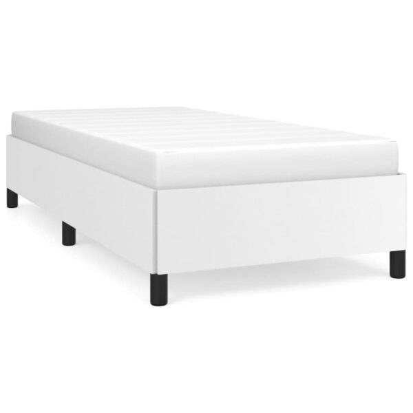 vidaXL Bed Frame White 39.4"x74.8" Twin Faux Leather - Image 2