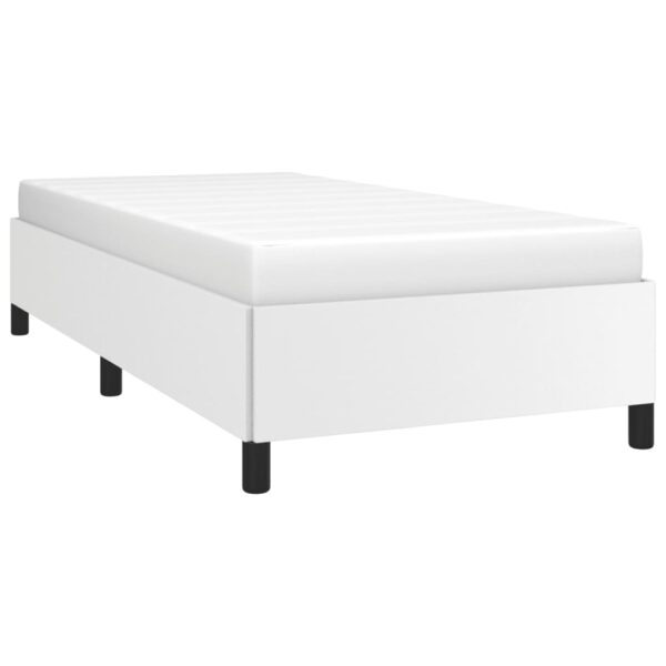 vidaXL Bed Frame White 39.4"x74.8" Twin Faux Leather - Image 3