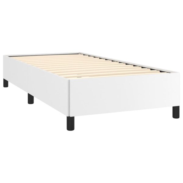 vidaXL Bed Frame White 39.4"x74.8" Twin Faux Leather - Image 4