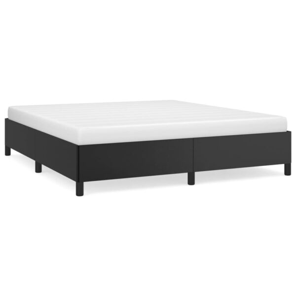 vidaXL Bed Frame Black 76"x79.9" King Faux Leather - Image 2