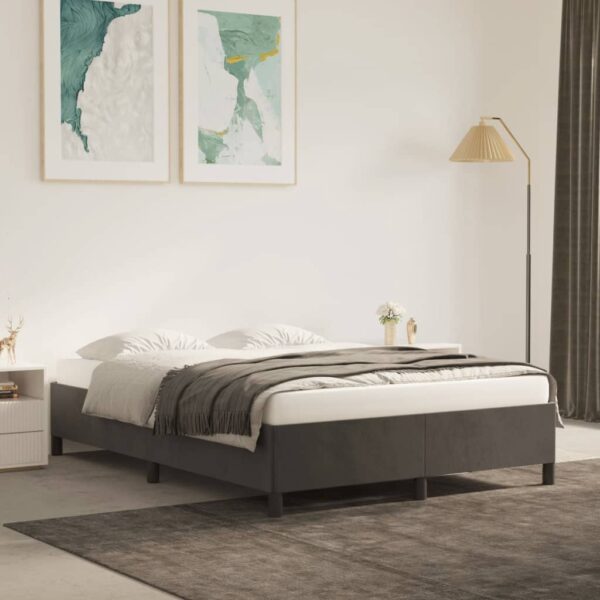 vidaXL Bed Frame Dark Gray 53.9"x74.8" Full Velvet