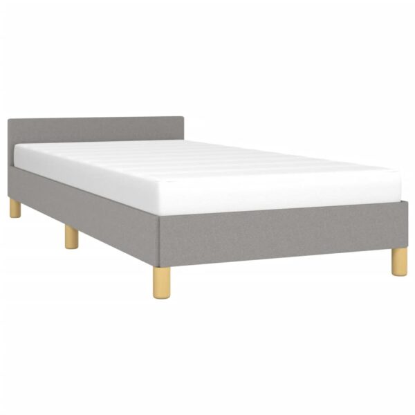 vidaXL Bed Frame with Headboard Light Gray 39.4"x74.8" Twin Fabric - Image 3