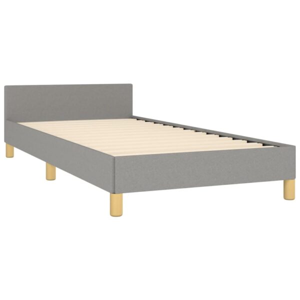 vidaXL Bed Frame with Headboard Light Gray 39.4"x74.8" Twin Fabric - Image 4