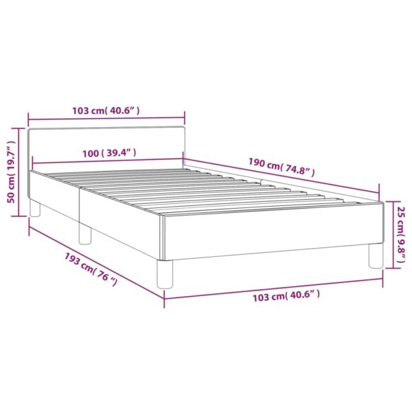 vidaXL Bed Frame with Headboard Light Gray 39.4"x74.8" Twin Fabric - Image 9