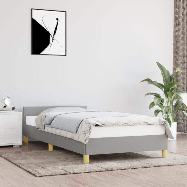 vidaXL Bed Frame with Headboard Light Gray 39.4"x74.8" Twin Fabric