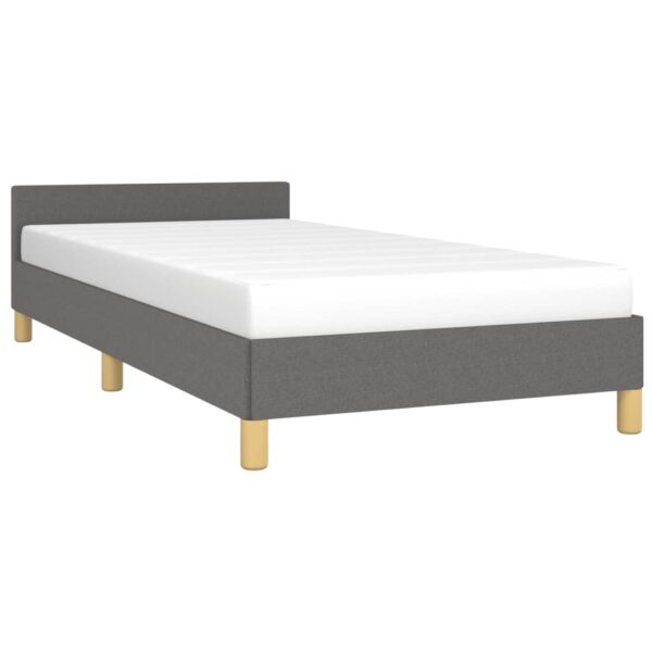 vidaXL Bed Frame with Headboard Dark Gray 39.4"x74.8" Twin Fabric - Image 3