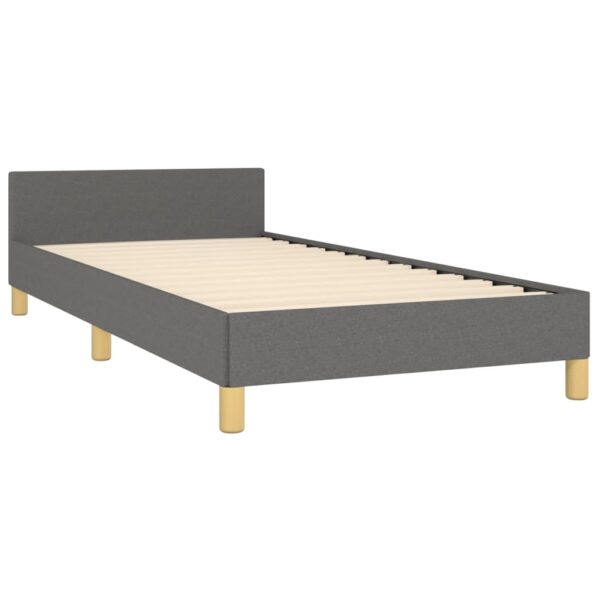 vidaXL Bed Frame with Headboard Dark Gray 39.4"x74.8" Twin Fabric - Image 4