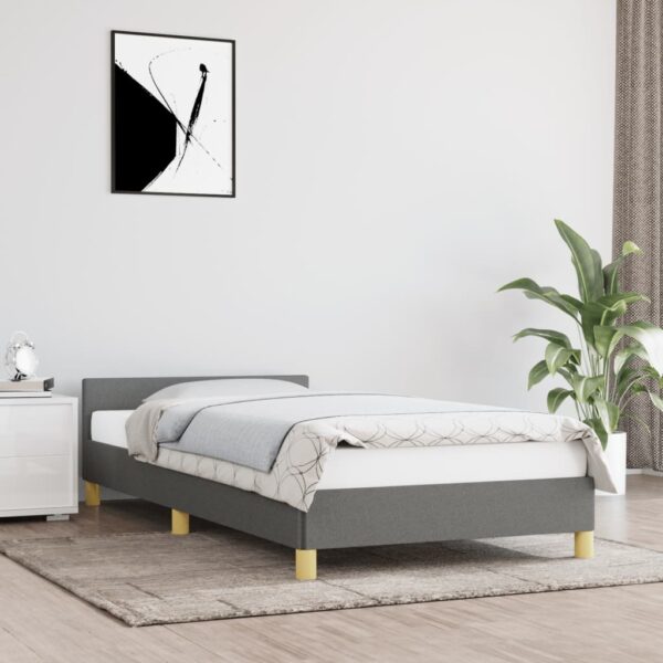 vidaXL Bed Frame with Headboard Dark Gray 39.4"x74.8" Twin Fabric