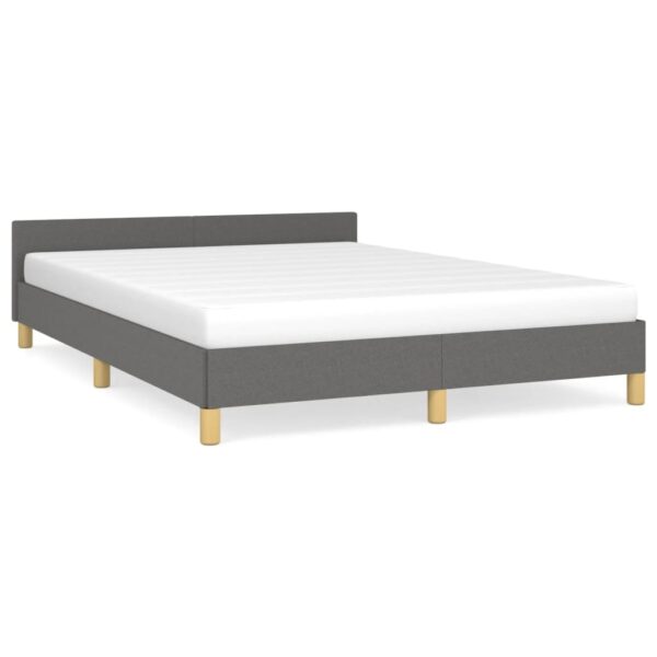 vidaXL Bed Frame with Headboard Dark Gray 53.9"x74.8" Full Fabric - Image 2