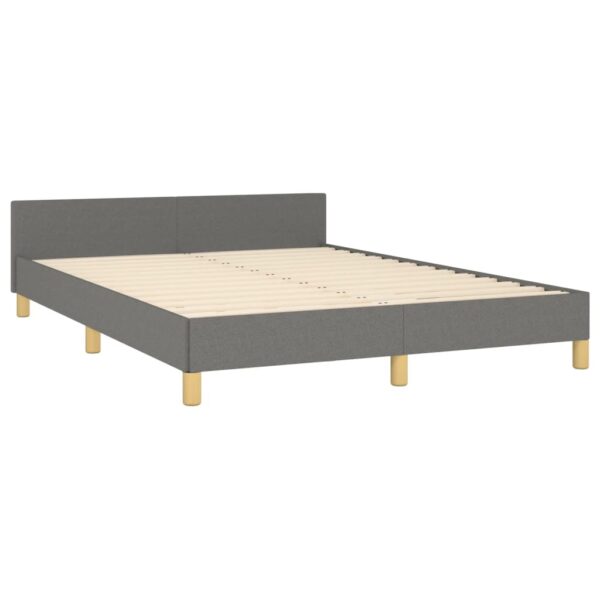 vidaXL Bed Frame with Headboard Dark Gray 53.9"x74.8" Full Fabric - Image 4