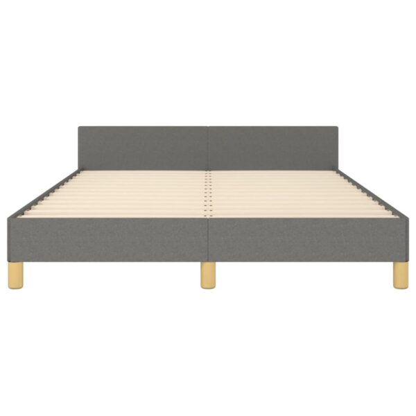 vidaXL Bed Frame with Headboard Dark Gray 53.9"x74.8" Full Fabric - Image 5