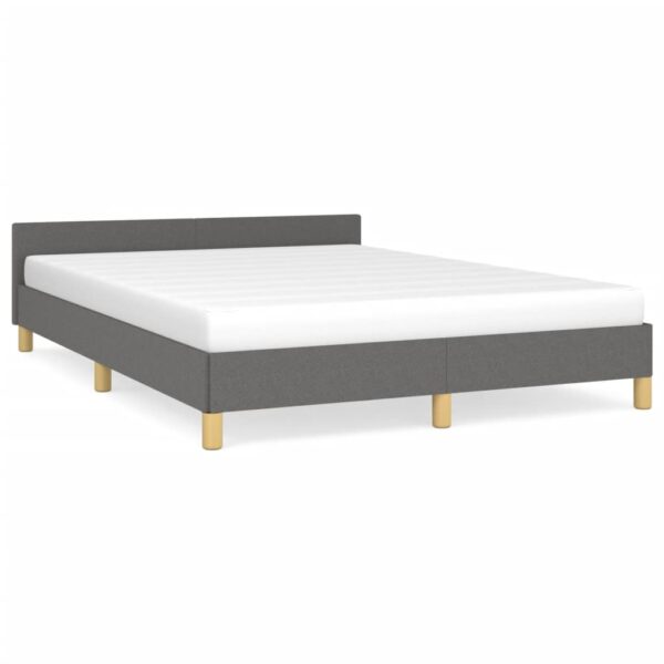 vidaXL Bed Frame with Headboard Dark Gray 59.8"x79.9" Queen Fabric - Image 2