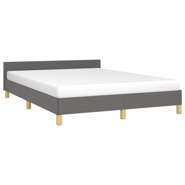 vidaXL Bed Frame with Headboard Dark Gray 59.8"x79.9" Queen Fabric - Image 3