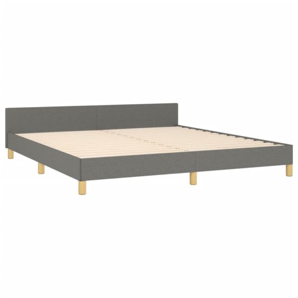 vidaXL Bed Frame with Headboard Dark Gray 59.8"x79.9" Queen Fabric - Image 4