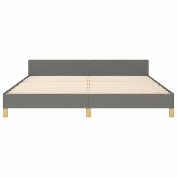 vidaXL Bed Frame with Headboard Dark Gray 59.8"x79.9" Queen Fabric - Image 5