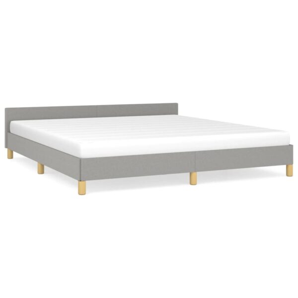 vidaXL Bed Frame with Headboard Light Gray 76"x79.9" King Fabric - Image 2