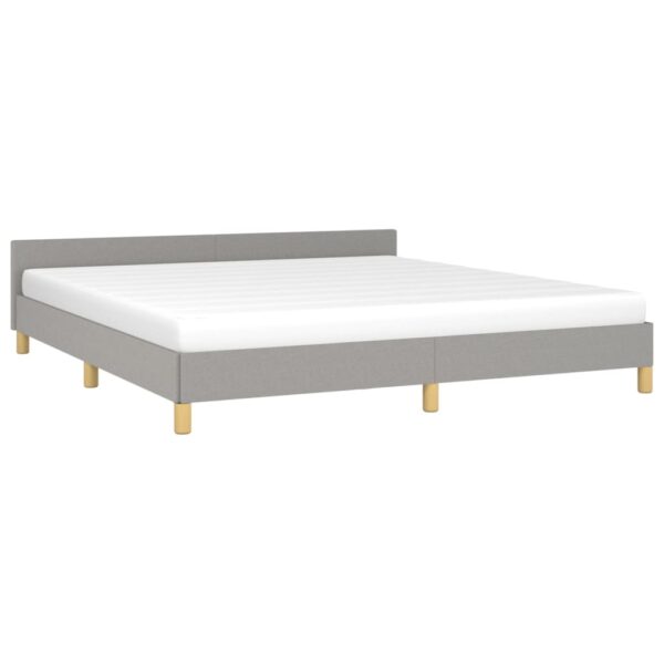 vidaXL Bed Frame with Headboard Light Gray 76"x79.9" King Fabric - Image 3