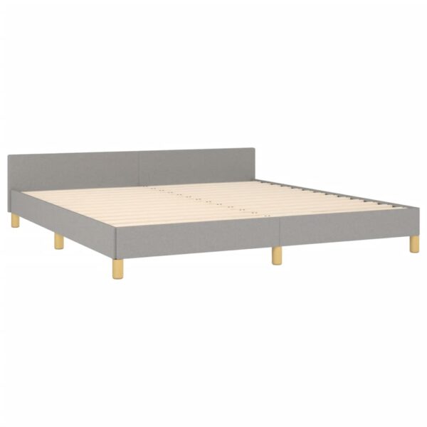 vidaXL Bed Frame with Headboard Light Gray 76"x79.9" King Fabric - Image 4