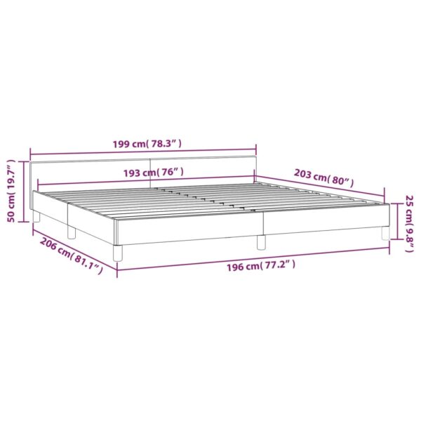 vidaXL Bed Frame with Headboard Light Gray 76"x79.9" King Fabric - Image 9