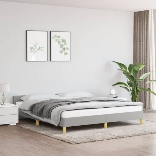 vidaXL Bed Frame with Headboard Light Gray 76"x79.9" King Fabric