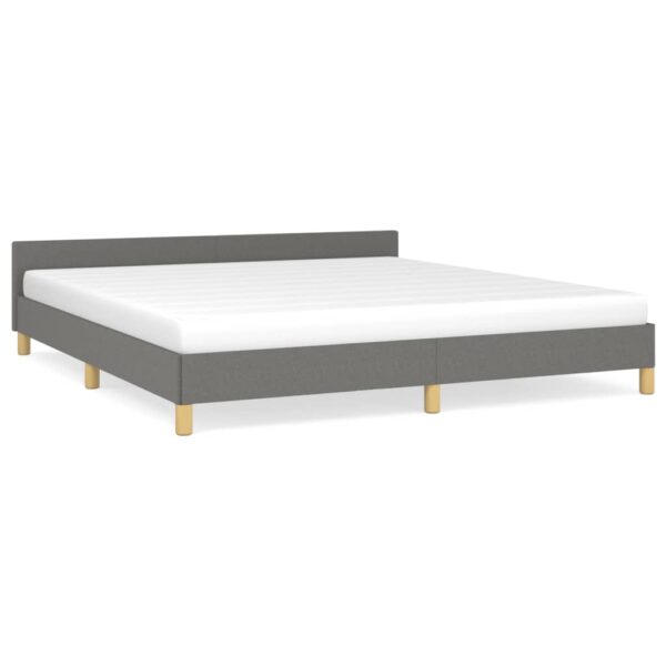 vidaXL Bed Frame with Headboard Dark Gray 76"x79.9" King Fabric - Image 2