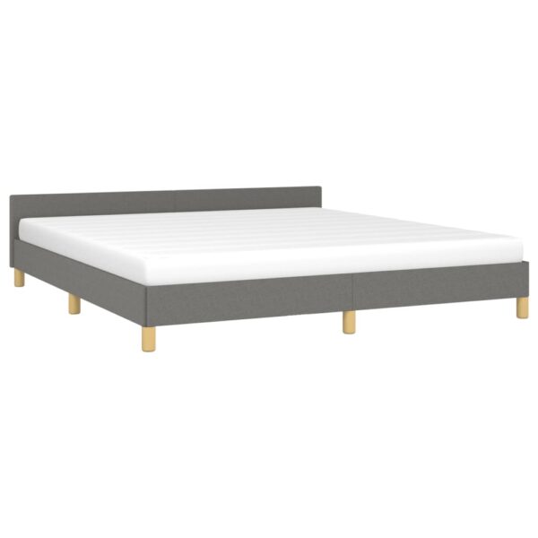 vidaXL Bed Frame with Headboard Dark Gray 76"x79.9" King Fabric - Image 3