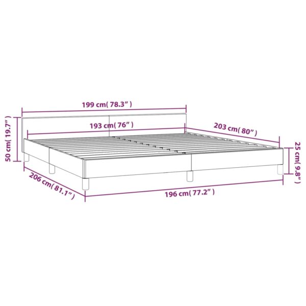 vidaXL Bed Frame with Headboard Dark Gray 76"x79.9" King Fabric - Image 9