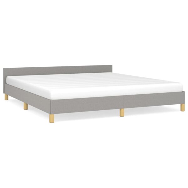 vidaXL Bed Frame with Headboard Light Gray 72"x83.9" California King Fabric - Image 2