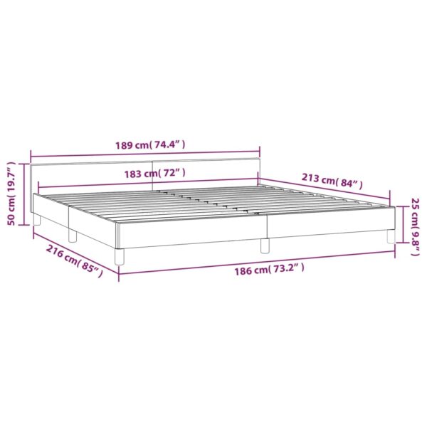 vidaXL Bed Frame with Headboard Light Gray 72"x83.9" California King Fabric - Image 9