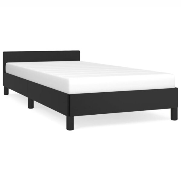 vidaXL Bed Frame with Headboard Black 39.4"x74.8" Twin Faux Leather - Image 2