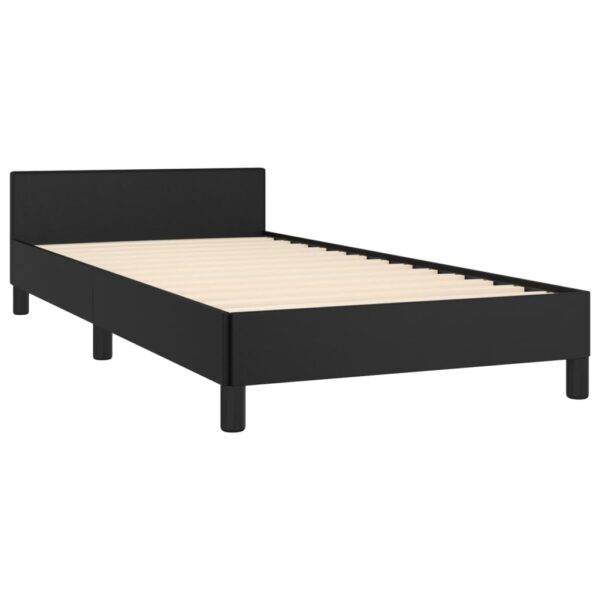 vidaXL Bed Frame with Headboard Black 39.4"x74.8" Twin Faux Leather - Image 4