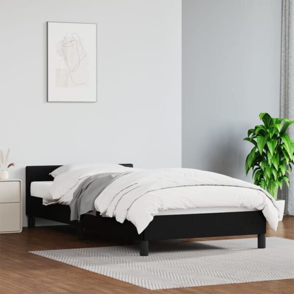 vidaXL Bed Frame with Headboard Black 39.4"x74.8" Twin Faux Leather