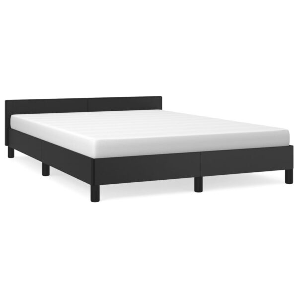 vidaXL Bed Frame with Headboard Black 53.9"x74.8" Full Faux Leather - Image 2