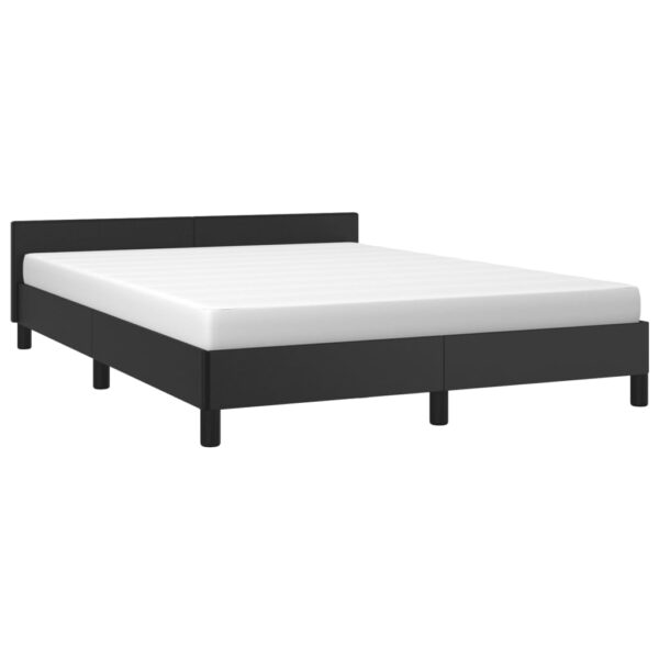 vidaXL Bed Frame with Headboard Black 53.9"x74.8" Full Faux Leather - Image 3