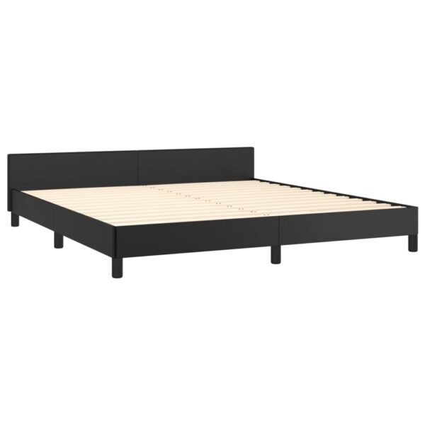 vidaXL Bed Frame with Headboard Black 59.8"x79.9" Queen Faux Leather - Image 4