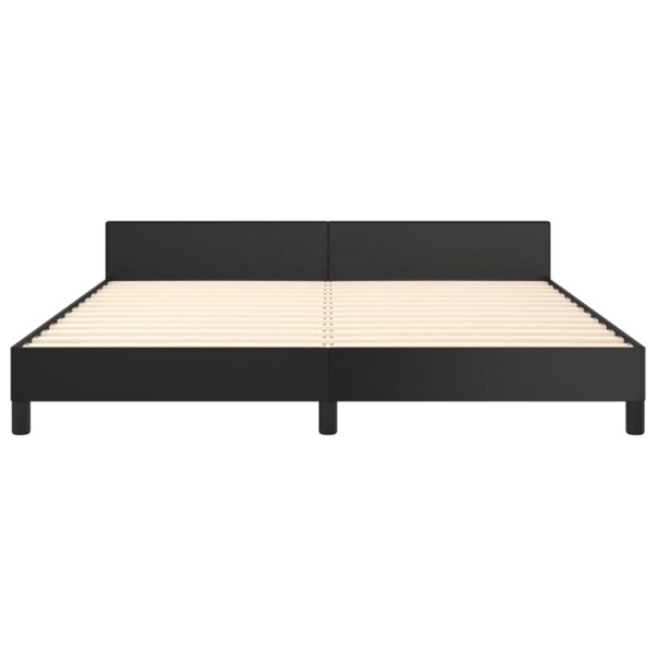 vidaXL Bed Frame with Headboard Black 59.8"x79.9" Queen Faux Leather - Image 5