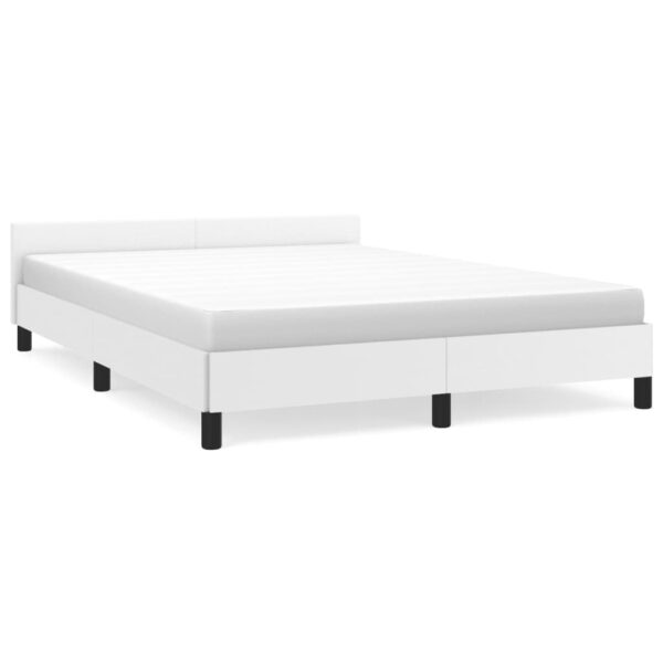 vidaXL Bed Frame with Headboard White 59.8"x79.9" Queen Faux Leather - Image 2