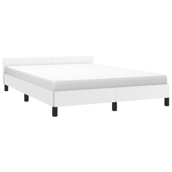 vidaXL Bed Frame with Headboard White 59.8"x79.9" Queen Faux Leather - Image 3