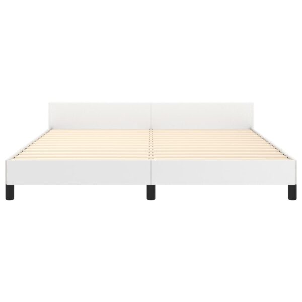 vidaXL Bed Frame with Headboard White 59.8"x79.9" Queen Faux Leather - Image 5