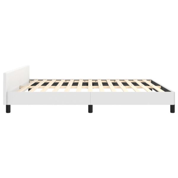 vidaXL Bed Frame with Headboard White 59.8"x79.9" Queen Faux Leather - Image 6