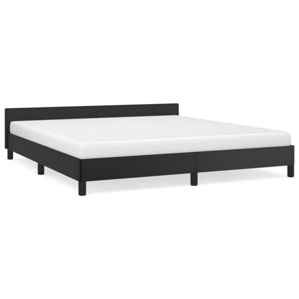 vidaXL Bed Frame with Headboard Black 76"x79.9" King Faux Leather - Image 2